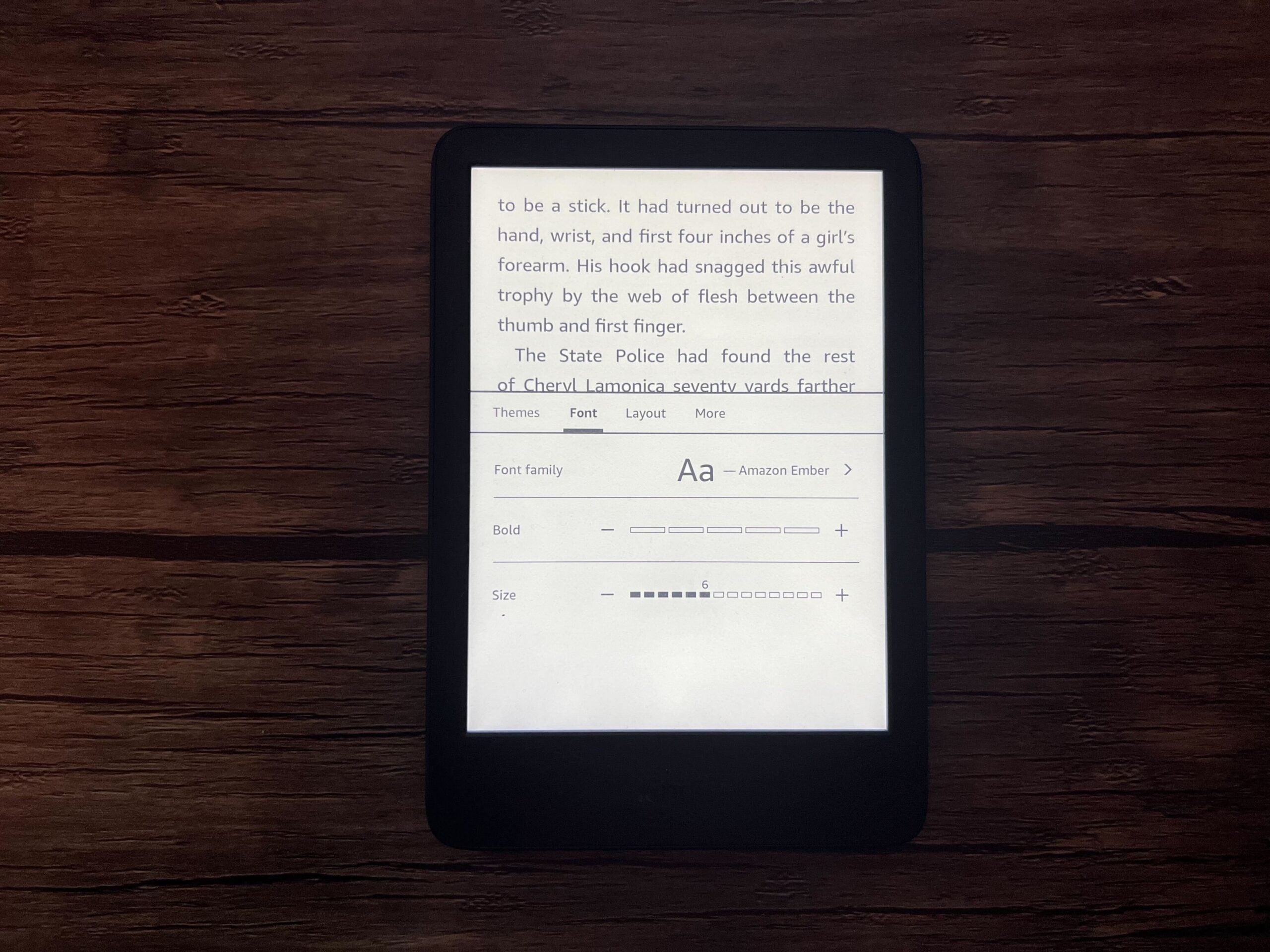 Types of font size on Kindle