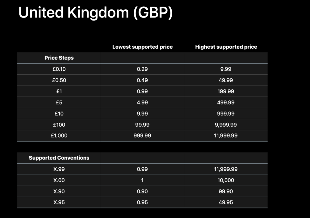 Apple App Store new UK pricing