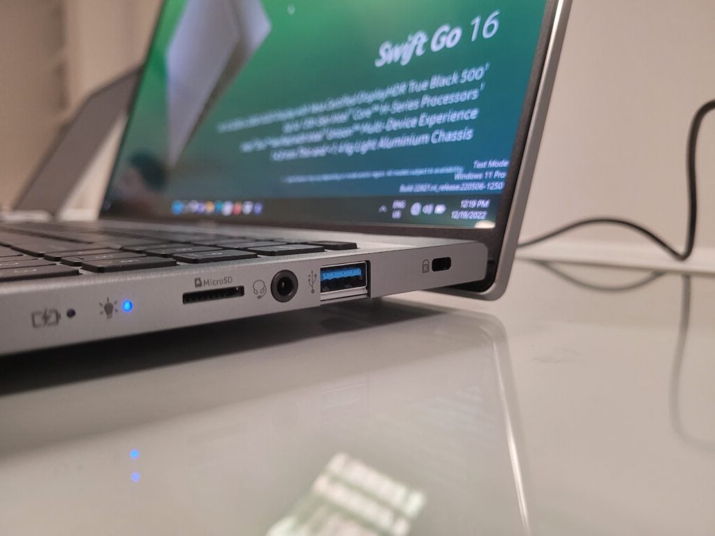 Ports on the right edge of the laptop