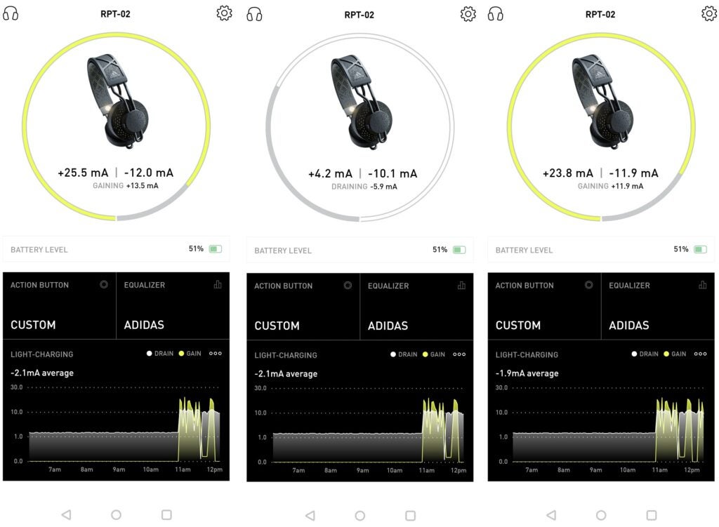 Adidas RPT-02 SOL headphone app charging