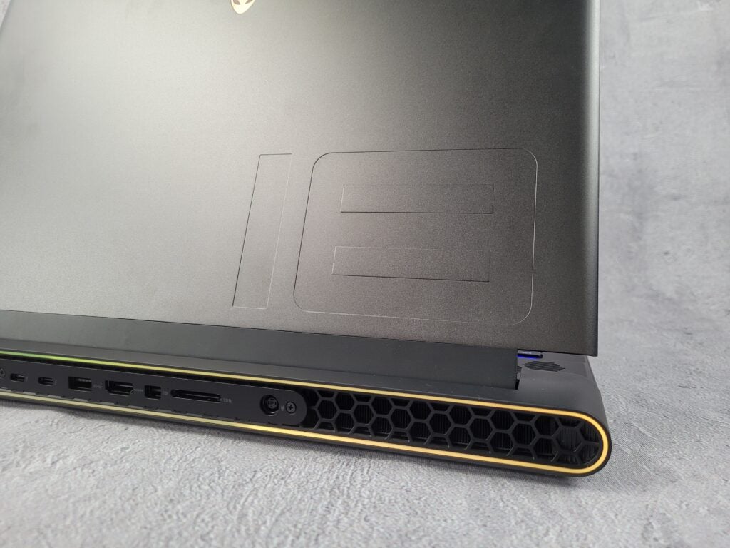 Rear ports and exhaust of the Alienware m18
