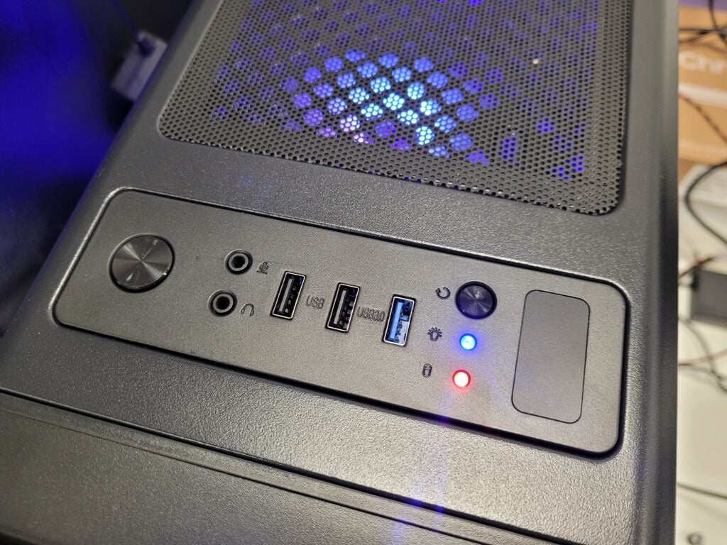 The ports ontop of the desktop PC.