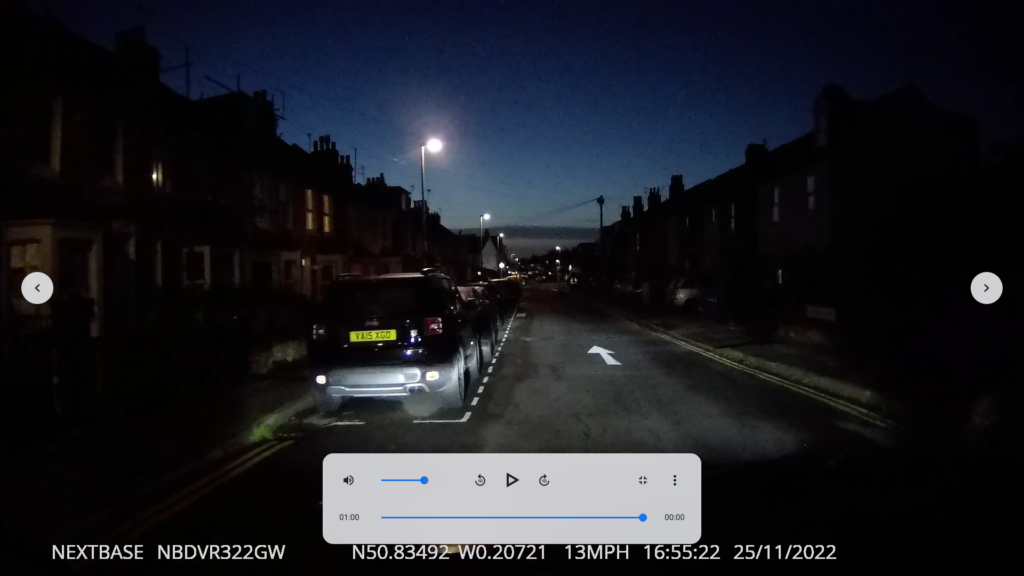 Example of night video using the NextBase 322GW 