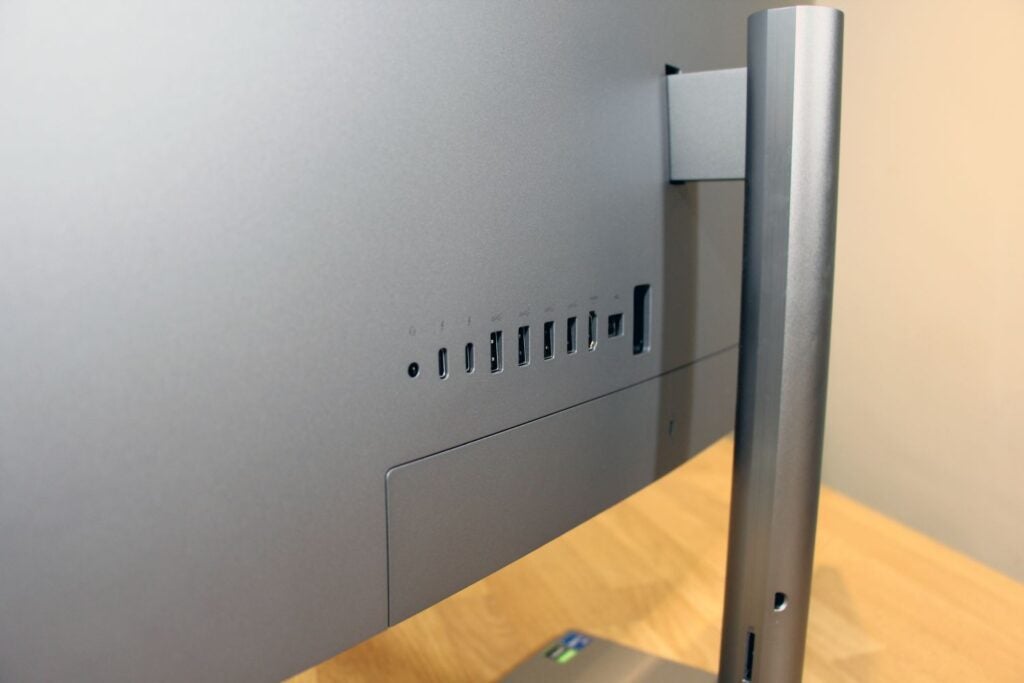 The connection ports on the rear of the HP Envy 34 