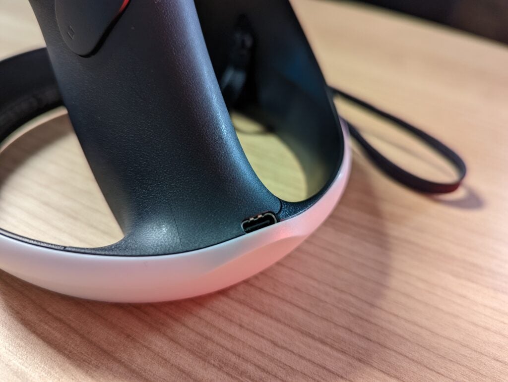 The USB-C charging port for the PlayStation VR 2