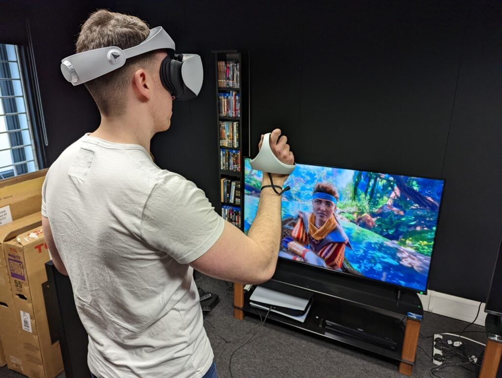 Our staff member playing Horizon on the PlayStation VR 2