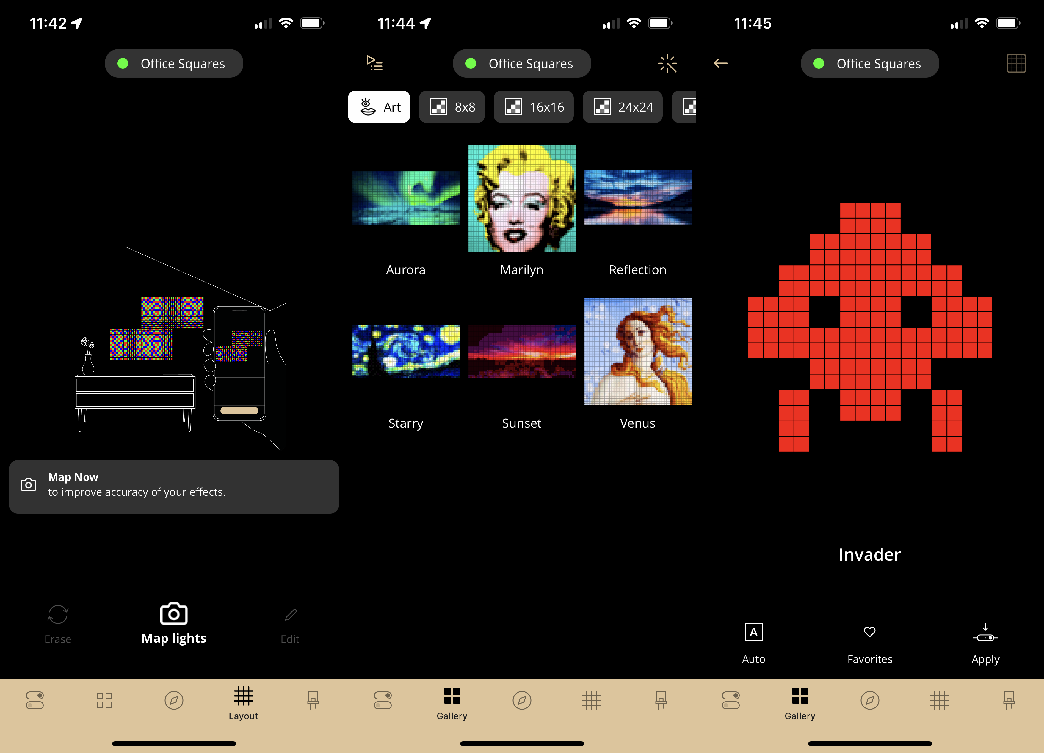 Twinkly Squares app designs