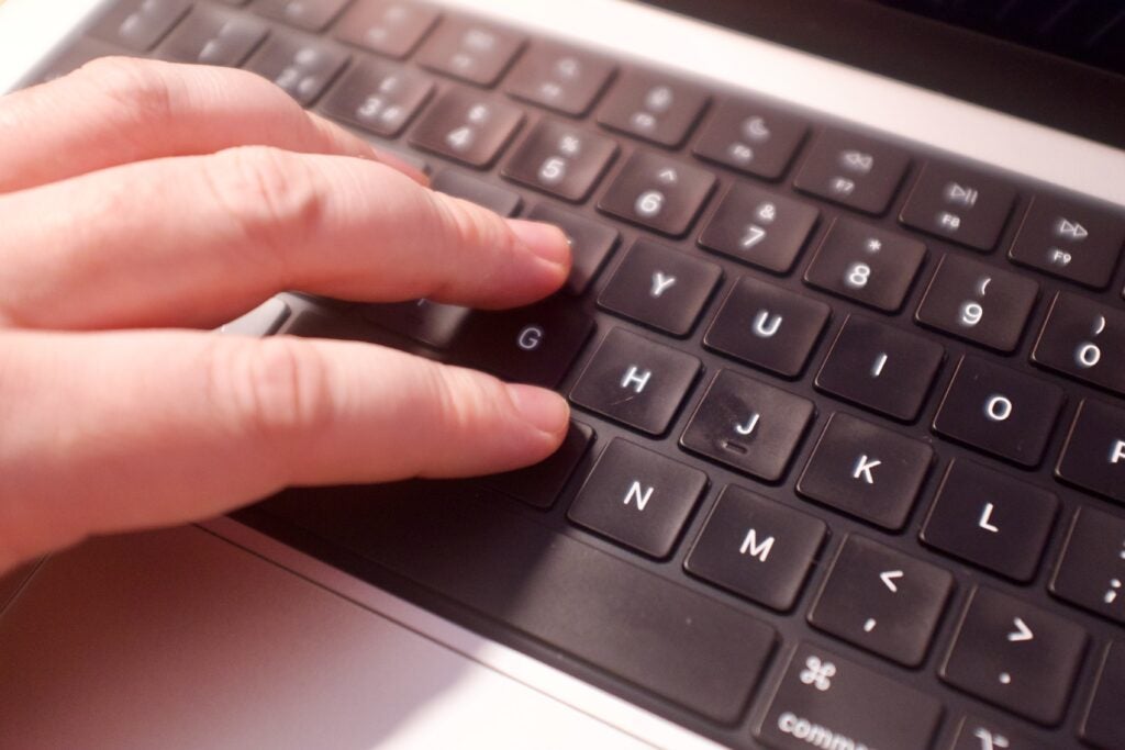typing on Macbook pro keyboard