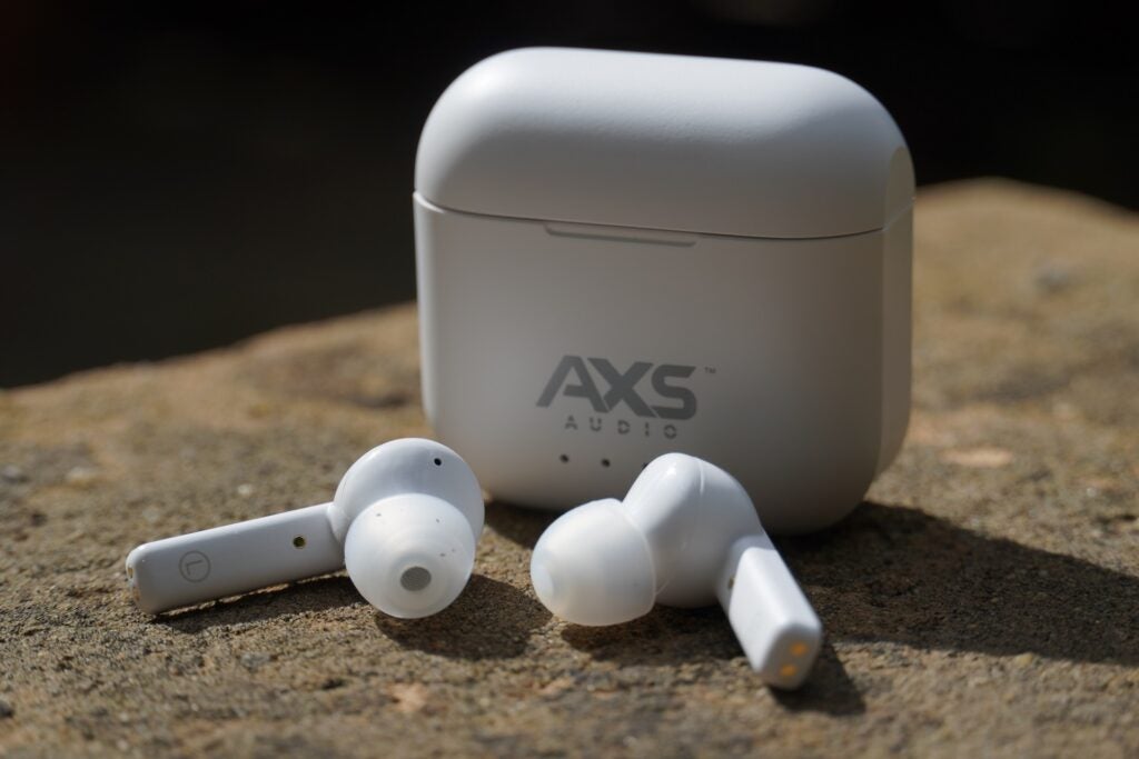 AXS Audio Earbuds in front of case