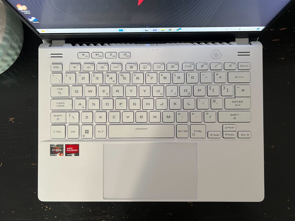 Keyboard and touchpad on the Asus ROG Zephyrus G14  