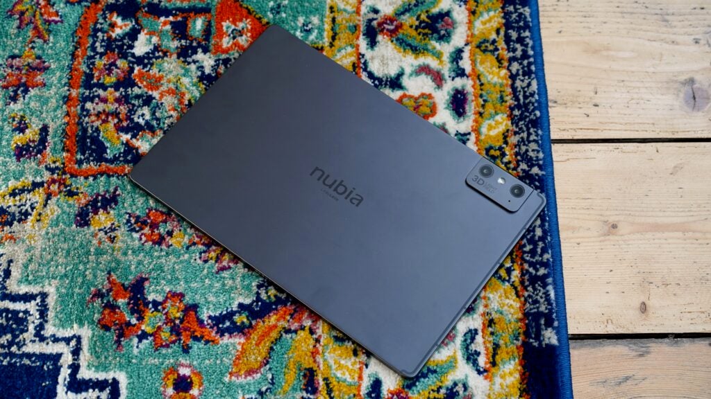 Rear of Nubia Pad 3D on a carpeted floor