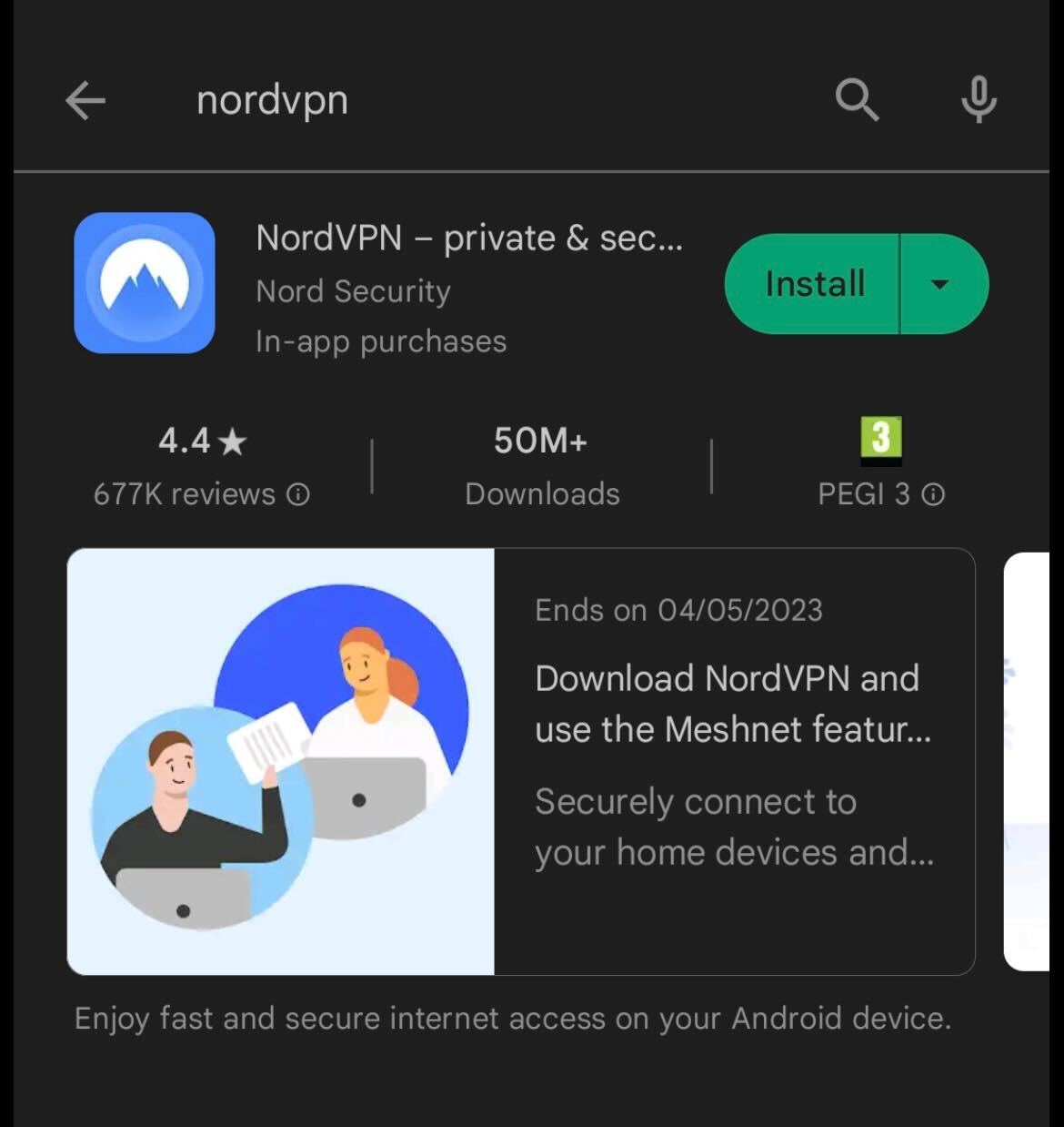 NordVPN アプリを見つけます。