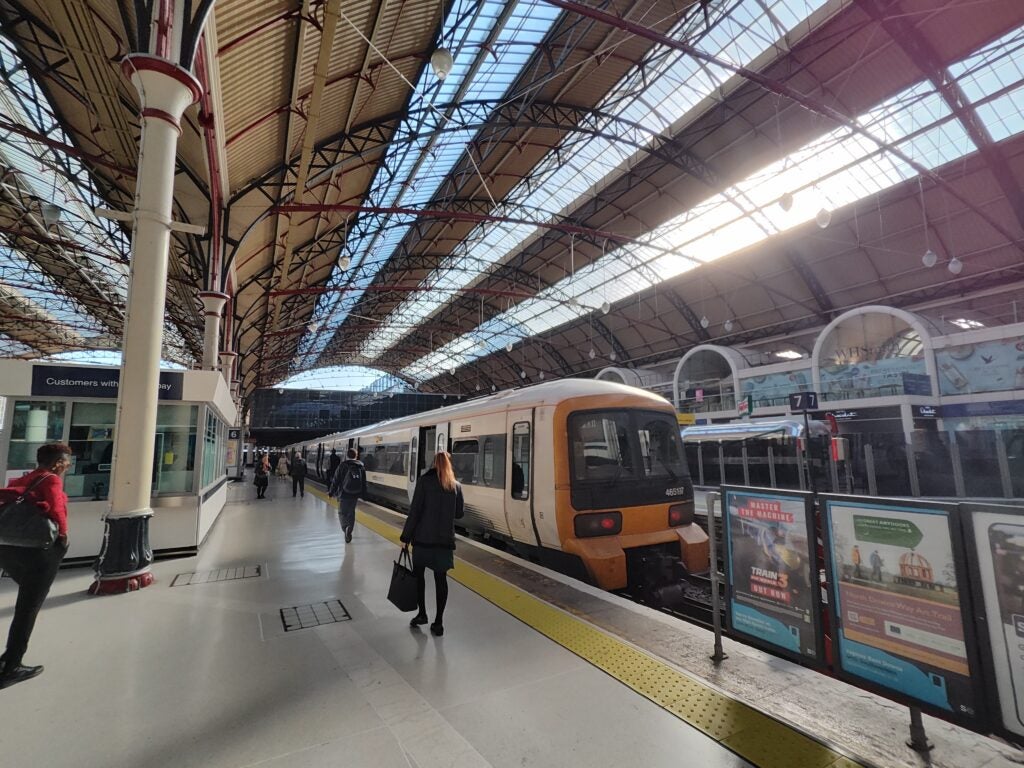 A photo of a train station taken with the Motorola ThinkPhone
