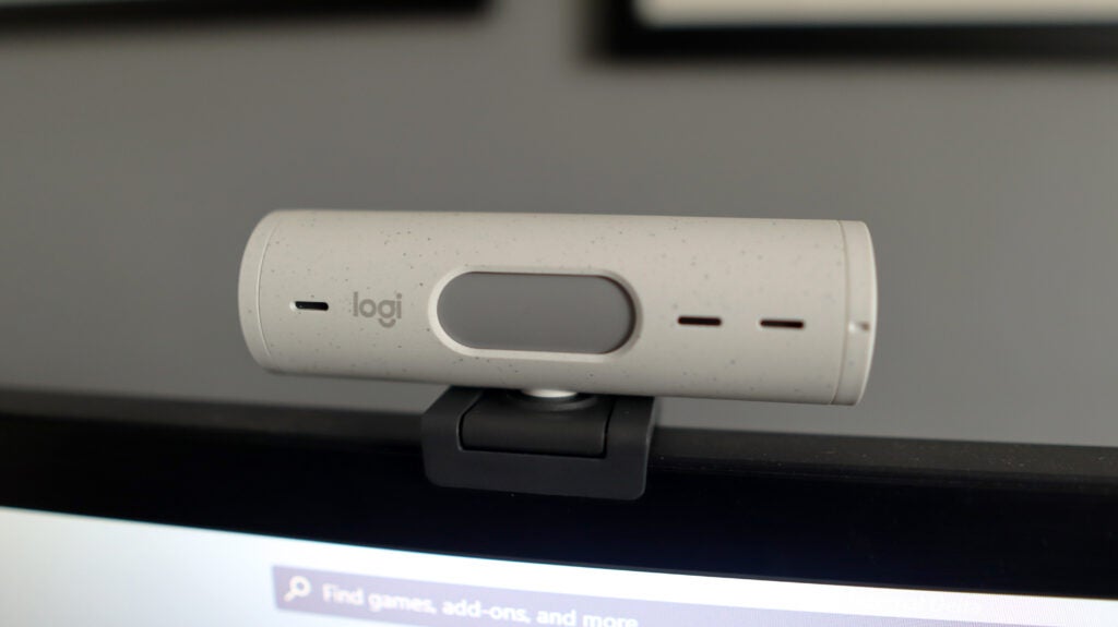The Logitech Brio 500 with its privacy shutter