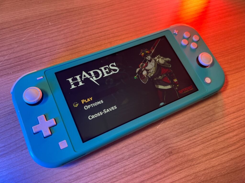 Hades on the Switch Lite screen
