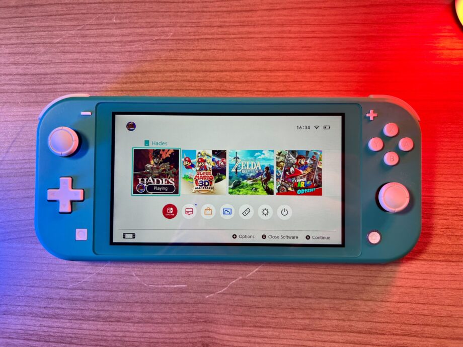 Home screen on the Switch Lite