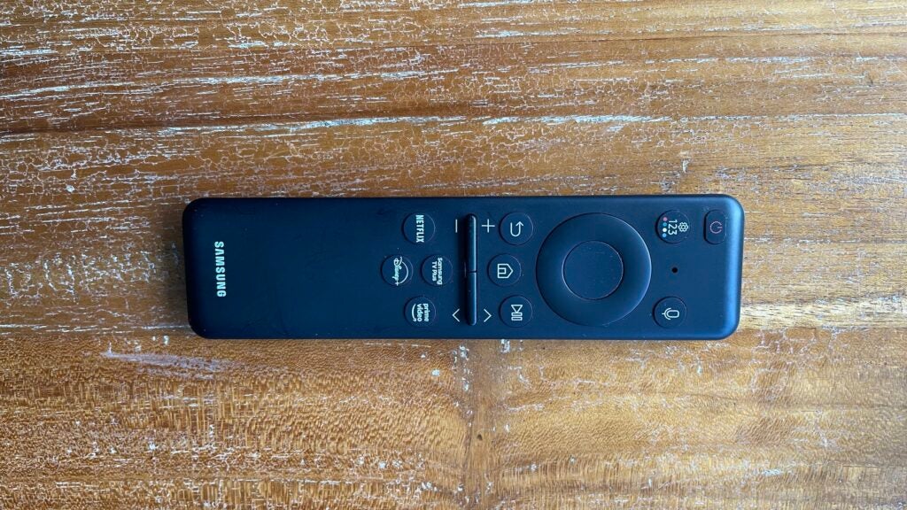 The Samsung QE75QN900C's 'smart' remote control.