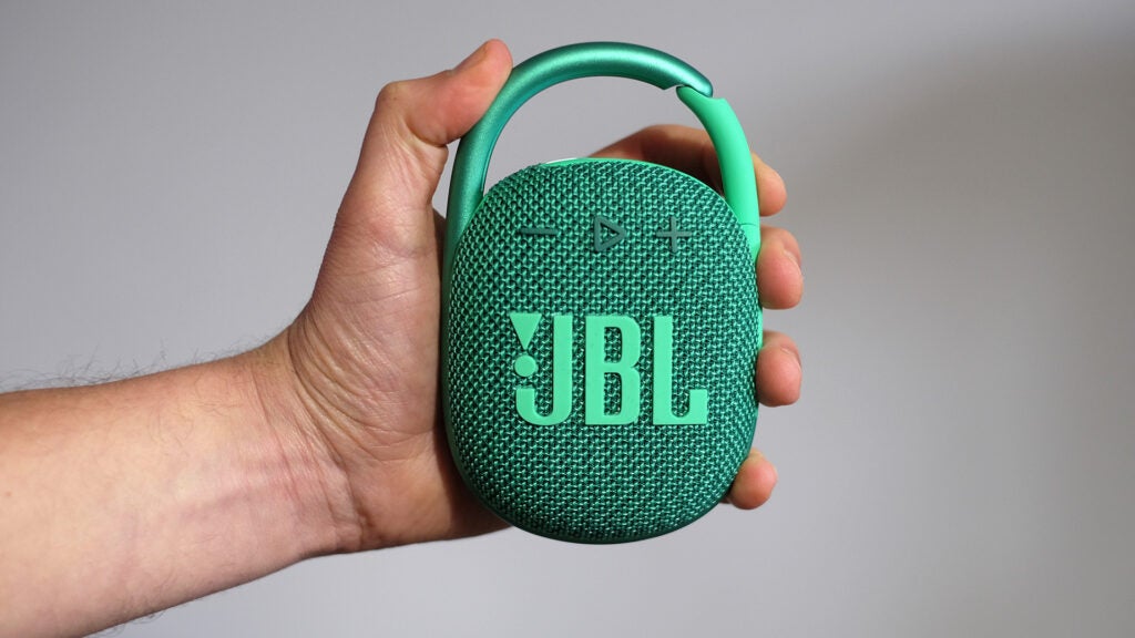 JBL Clip 4 Eco held in reviewer's hand