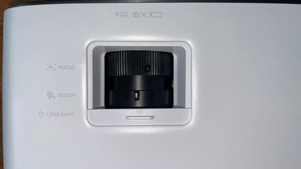 Detail of the BenQ TK860i lens adjustments.