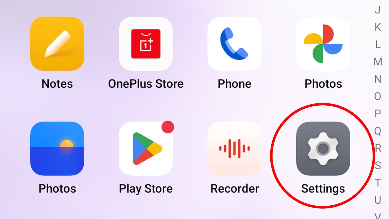 Icona dell'app Impostazioni su OnePlus 11