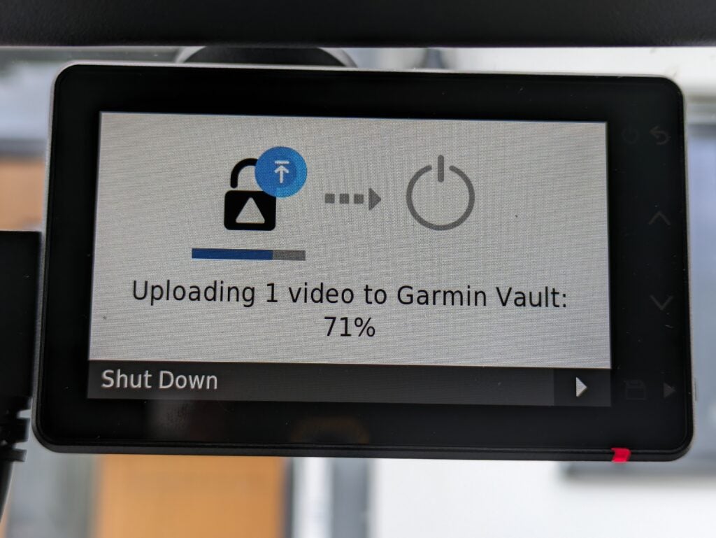 Garmin Dash Cam Live uploading video