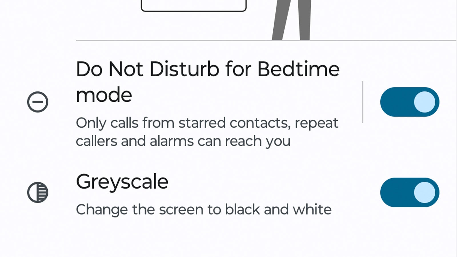 Bedtime mode setup with feature toggles