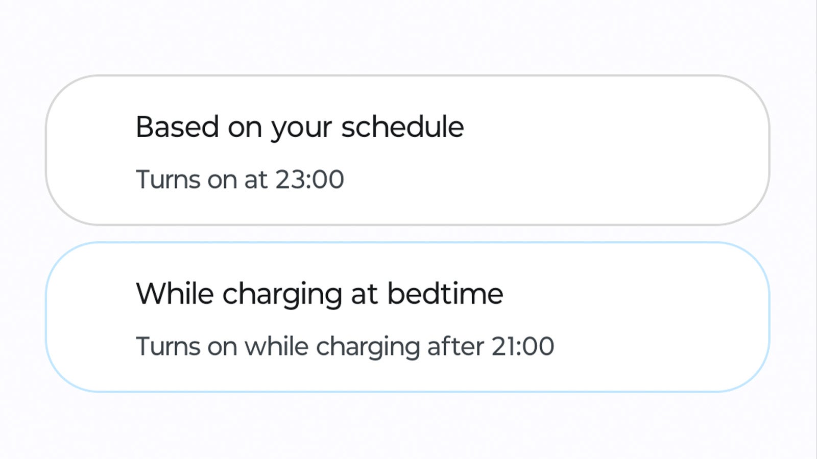 Bedtime mode schedule settings