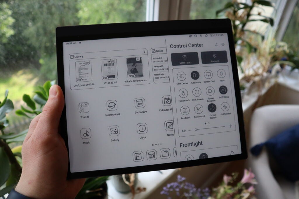 The Onyx Boox Tab Ultra can be viewed in landscape mode