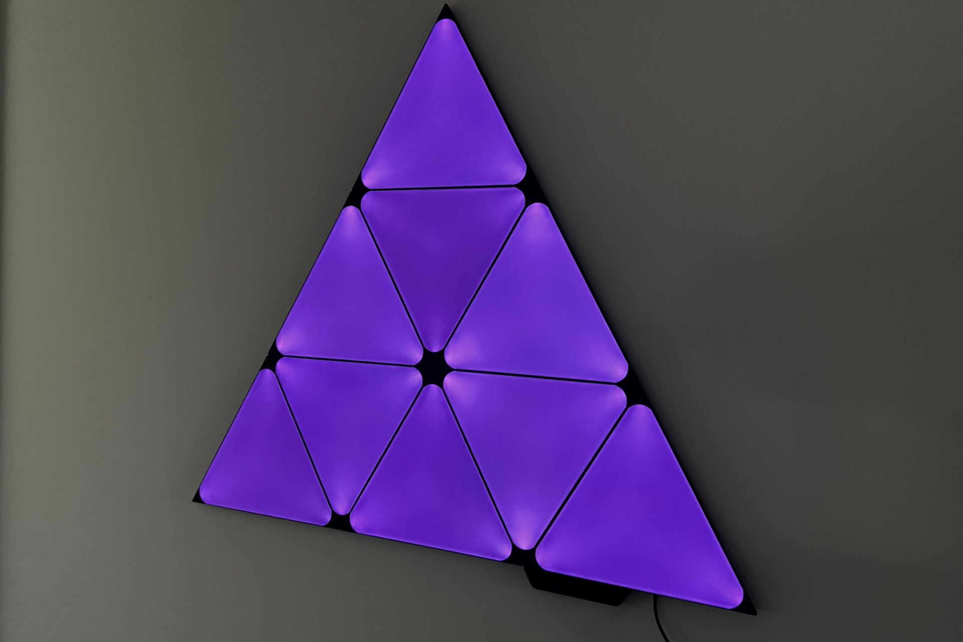 Nanoleaf Shapes Limited Edition Ultra Black Triangles lit up