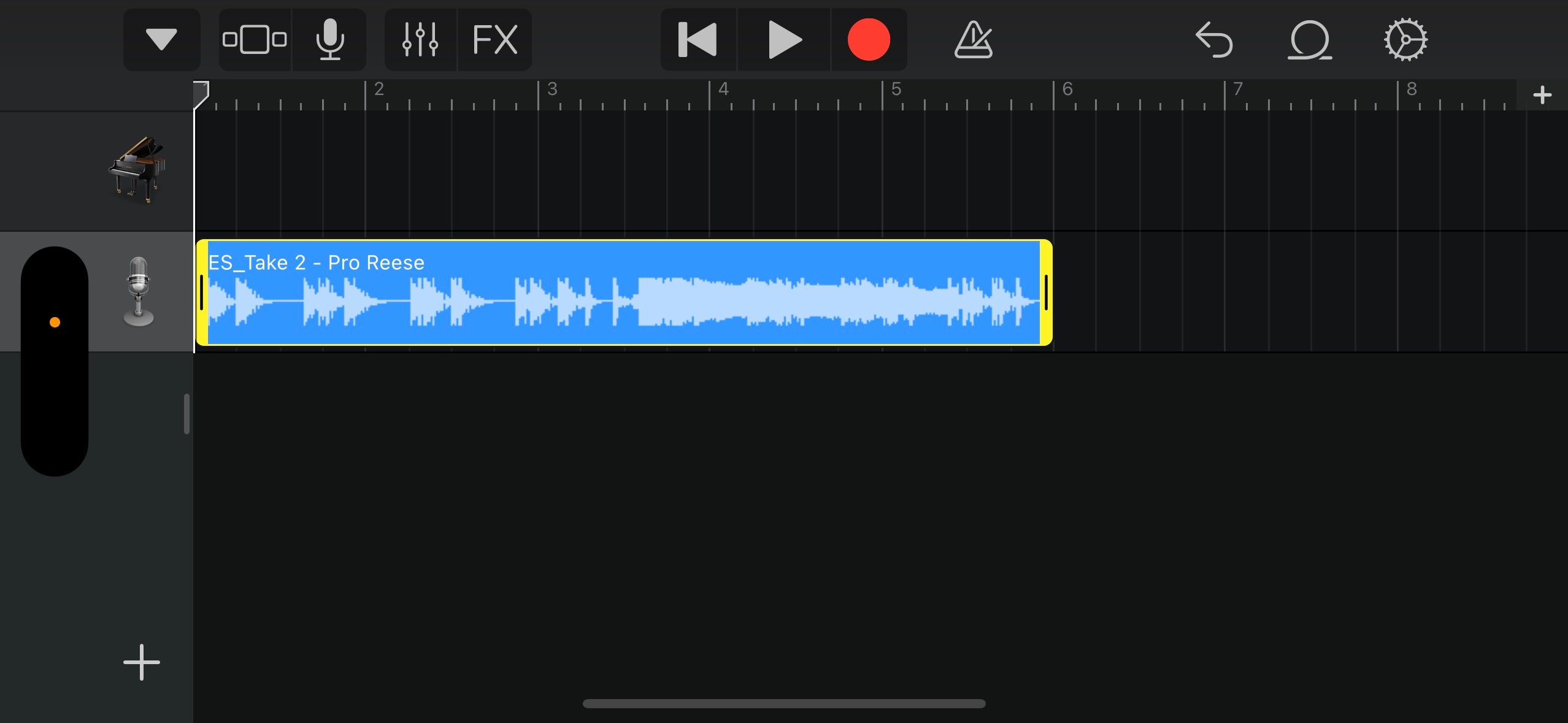 Trimming an audio file in GarageBand