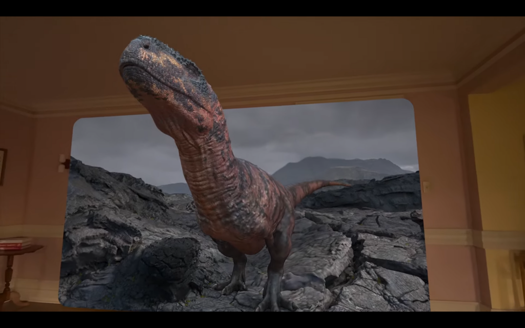 A 3D dinosaur in VisionOS