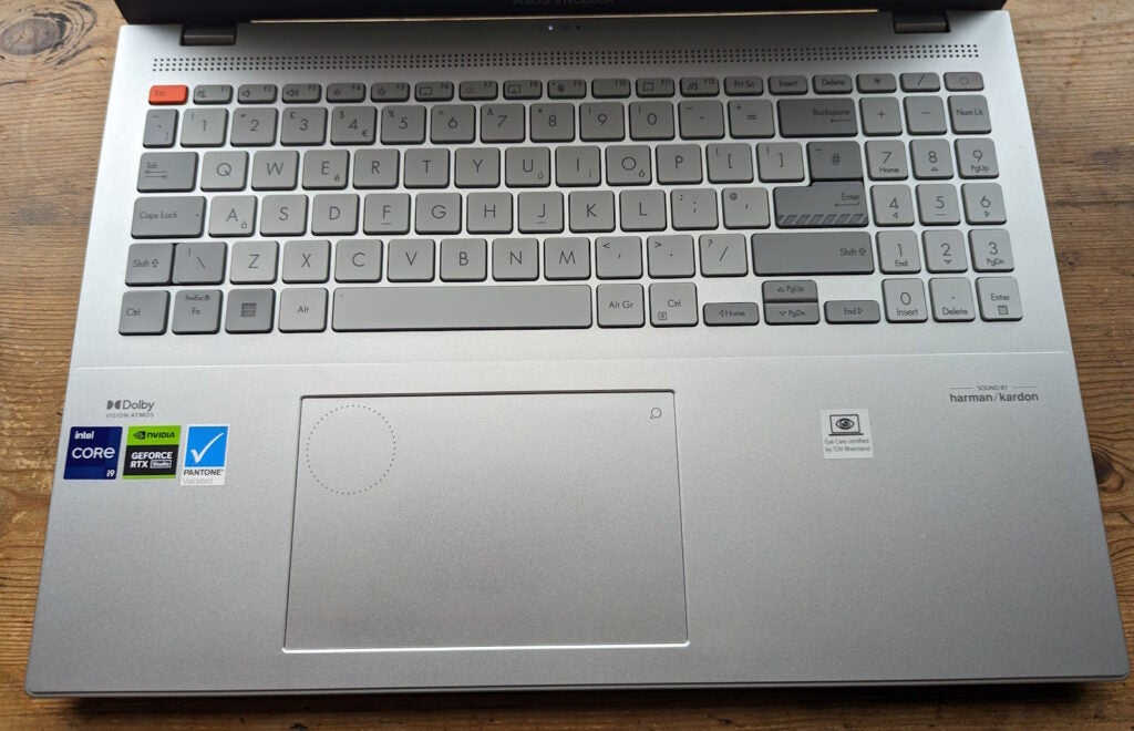 Photo of the keyboard of the Asus Vivobook Pro 16X.