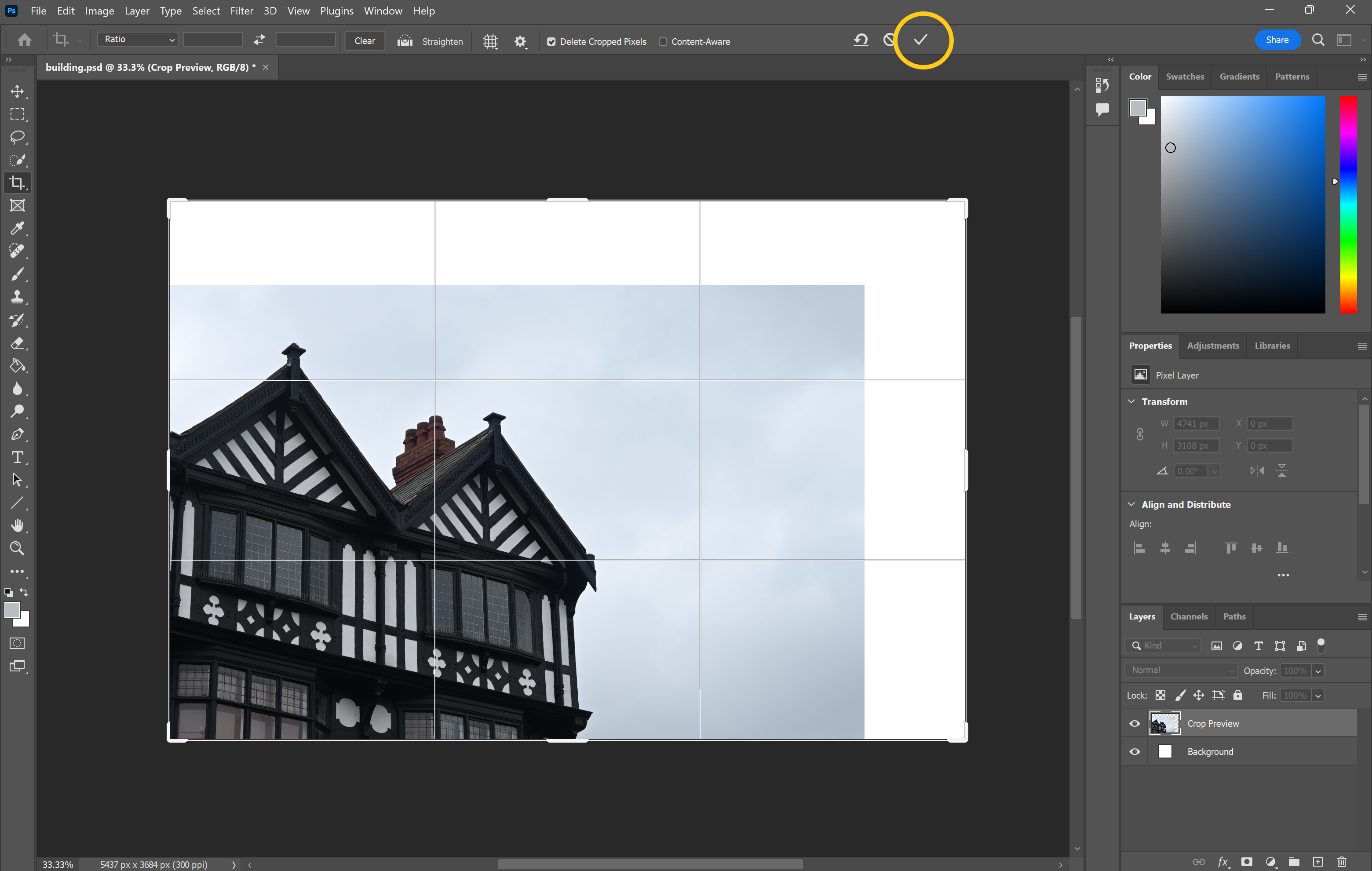 How to extend a background in Photoshop