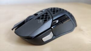 A close-up of the SteelSeries Aerox 5 Wireless