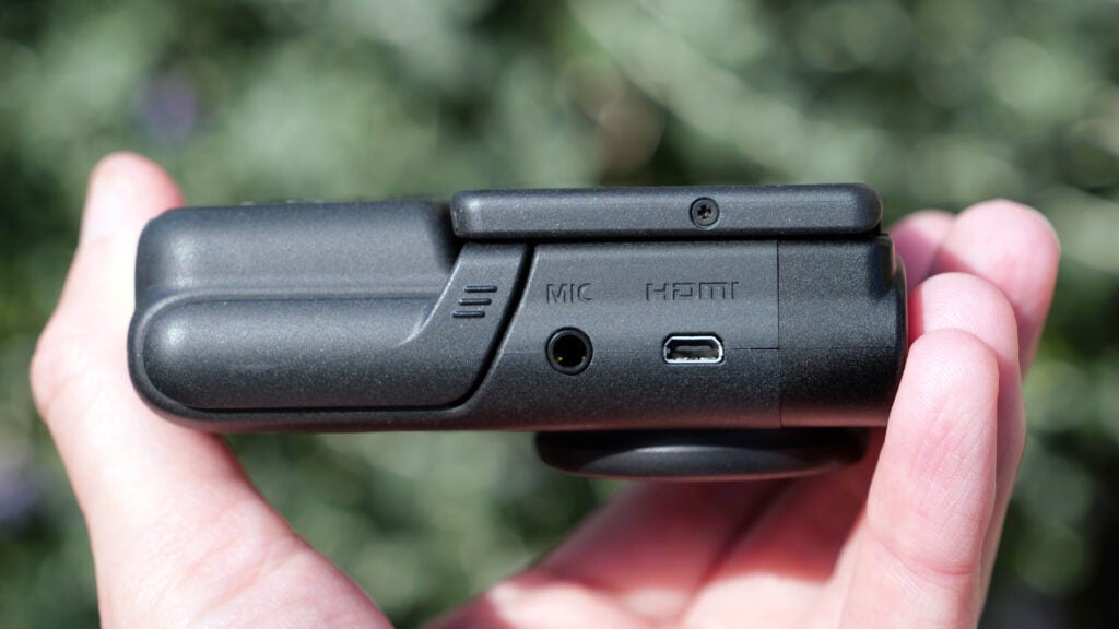The PowerShot V10 features a mic port as well as a mini-HDMI port