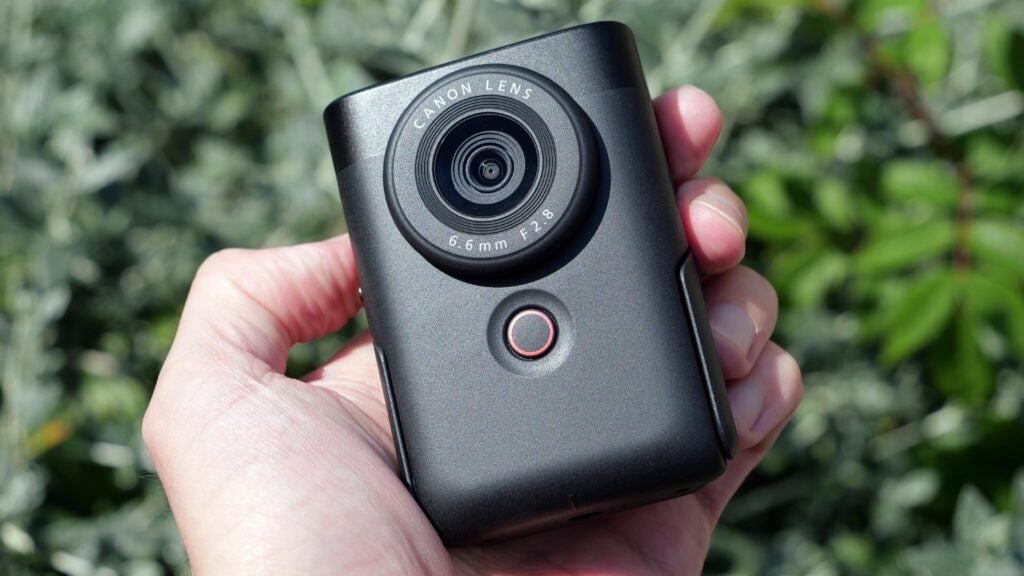 The PowerShot V10 is so small that it can fit into the palm of your hand
