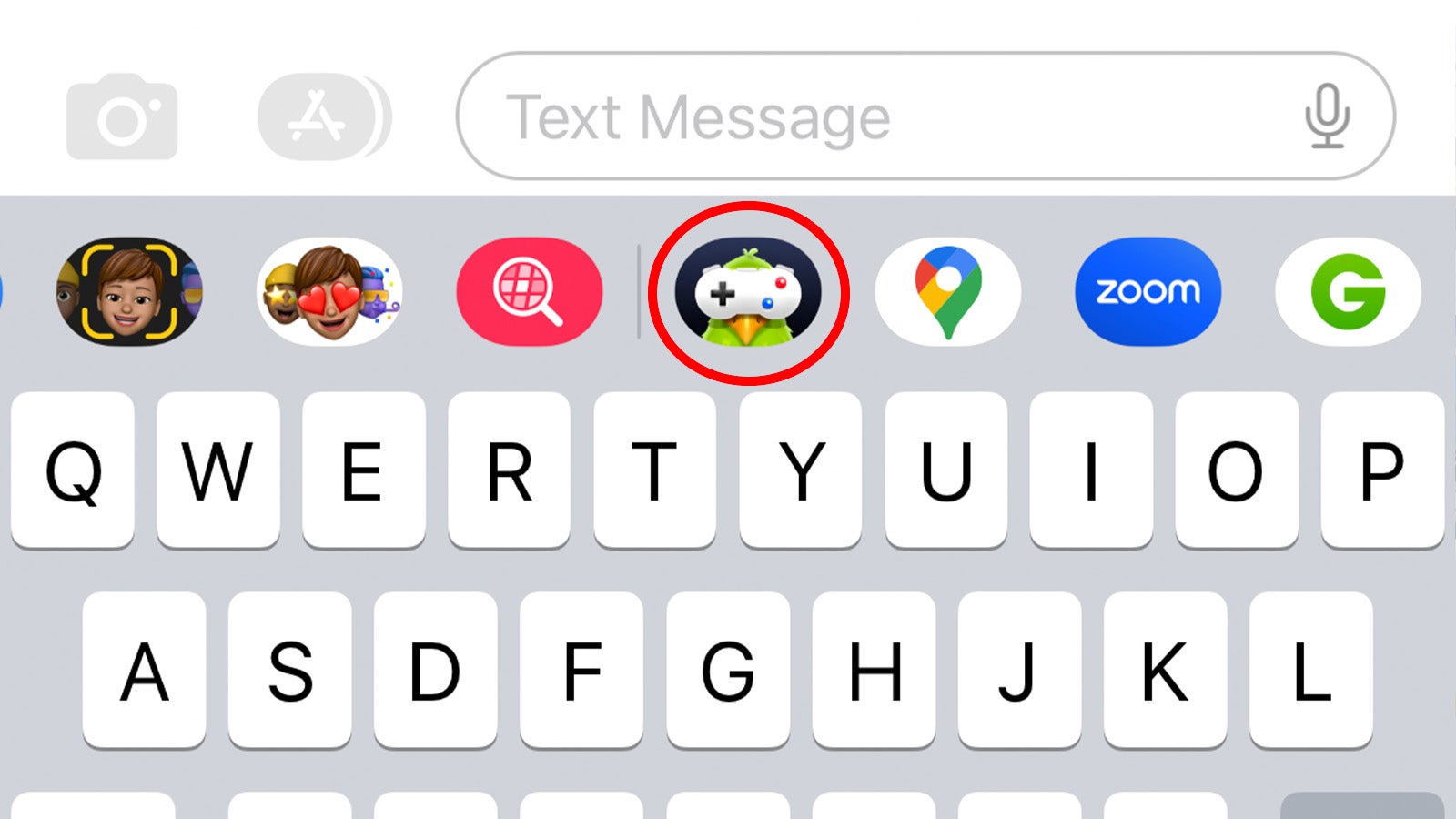 App icon tray in the Messages app