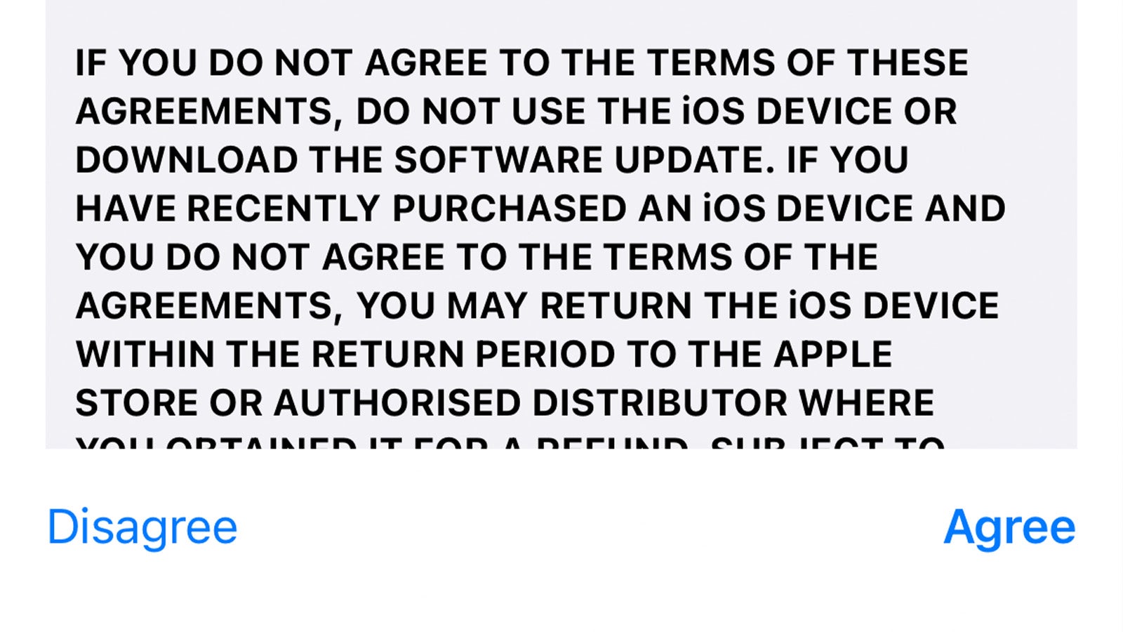 iOS terms and conditions