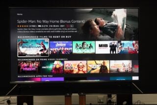 Amazon Fire TV screen displaying various movie recommendations.