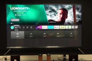 Amazon Fire TV displaying streaming service apps on screen