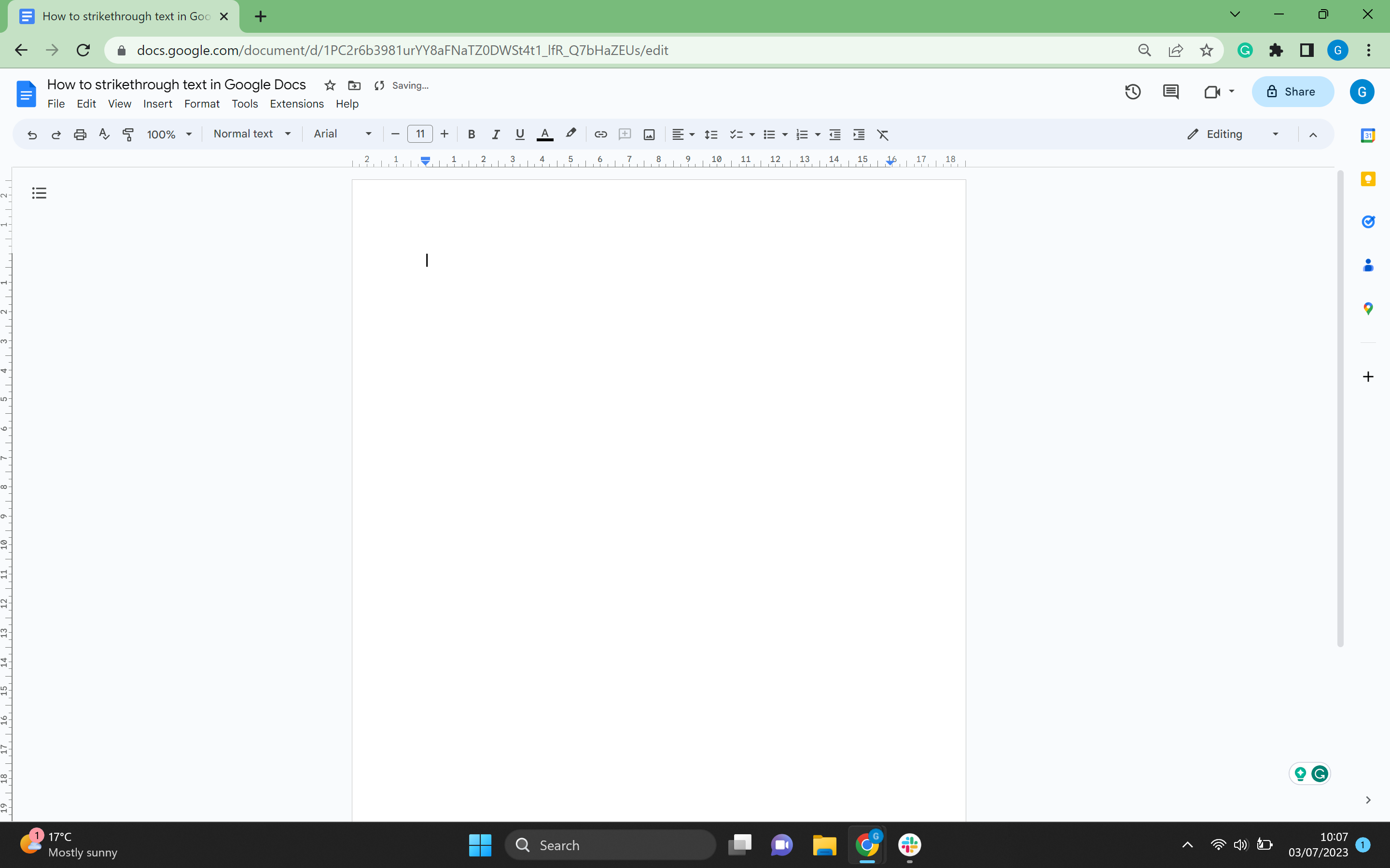 Open a page in Google Docs