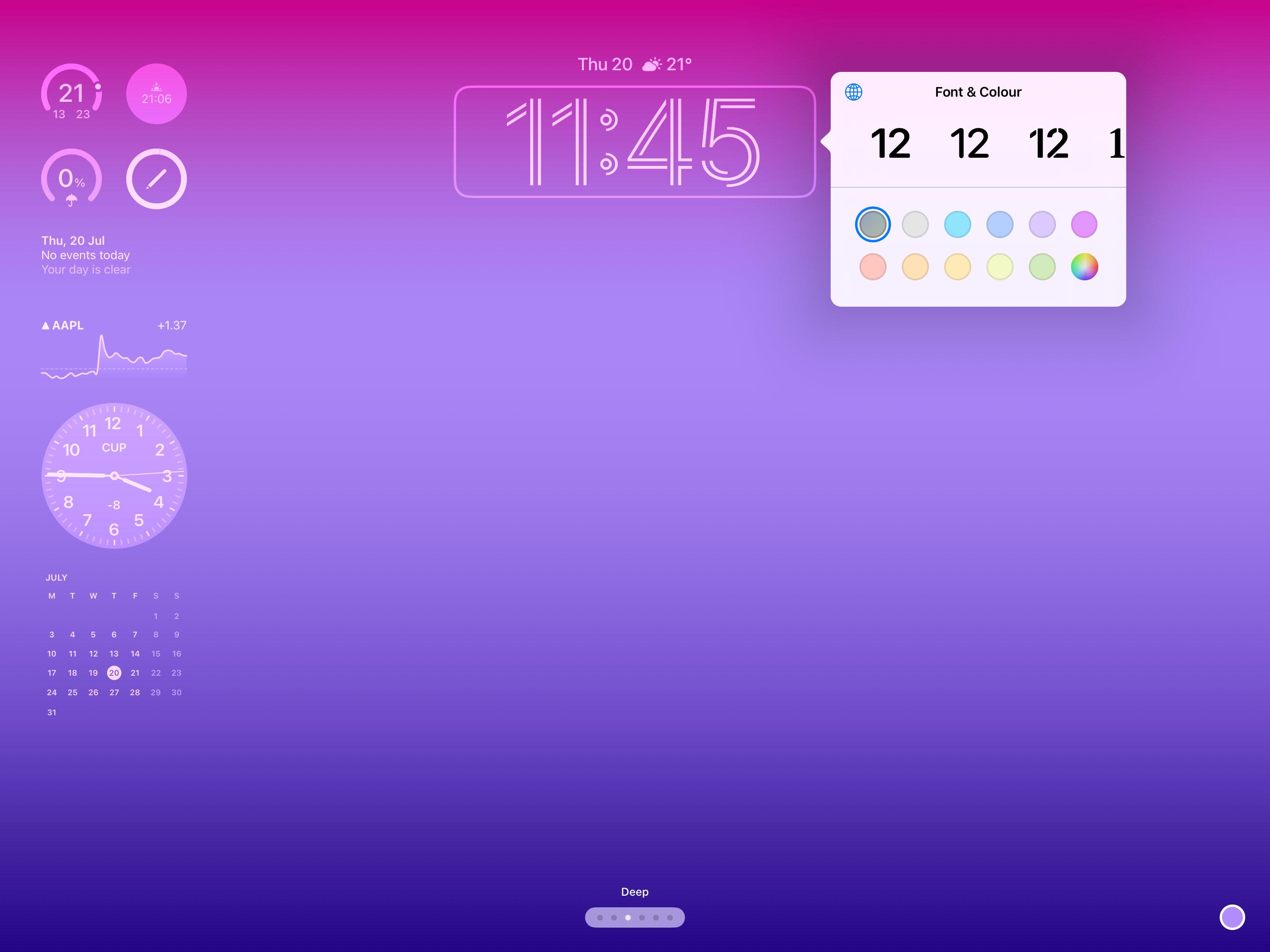 iPad OS17の時計ウィジェット