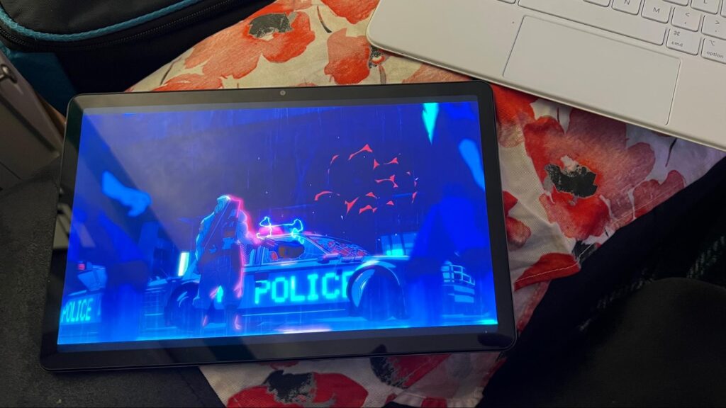 Lenovo Tab M10 Plus (3rd Gen) with a movie on-screen