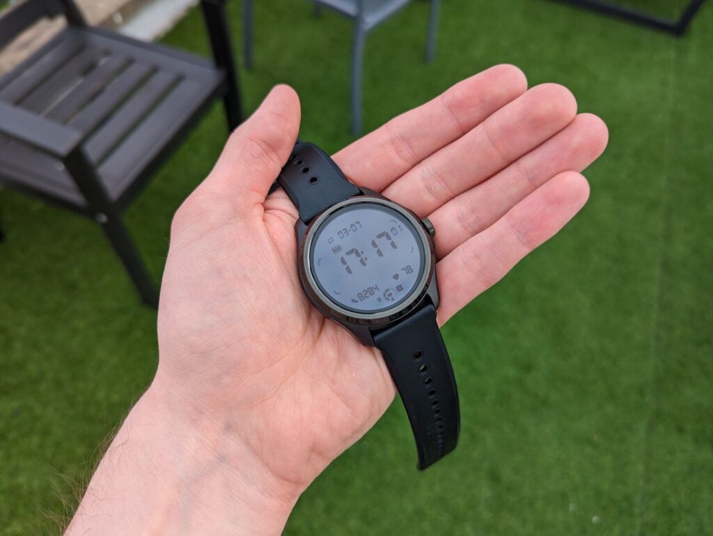 The TicWatch Pro 5 is larger than most smartwatches, particularly the Pixel Watch