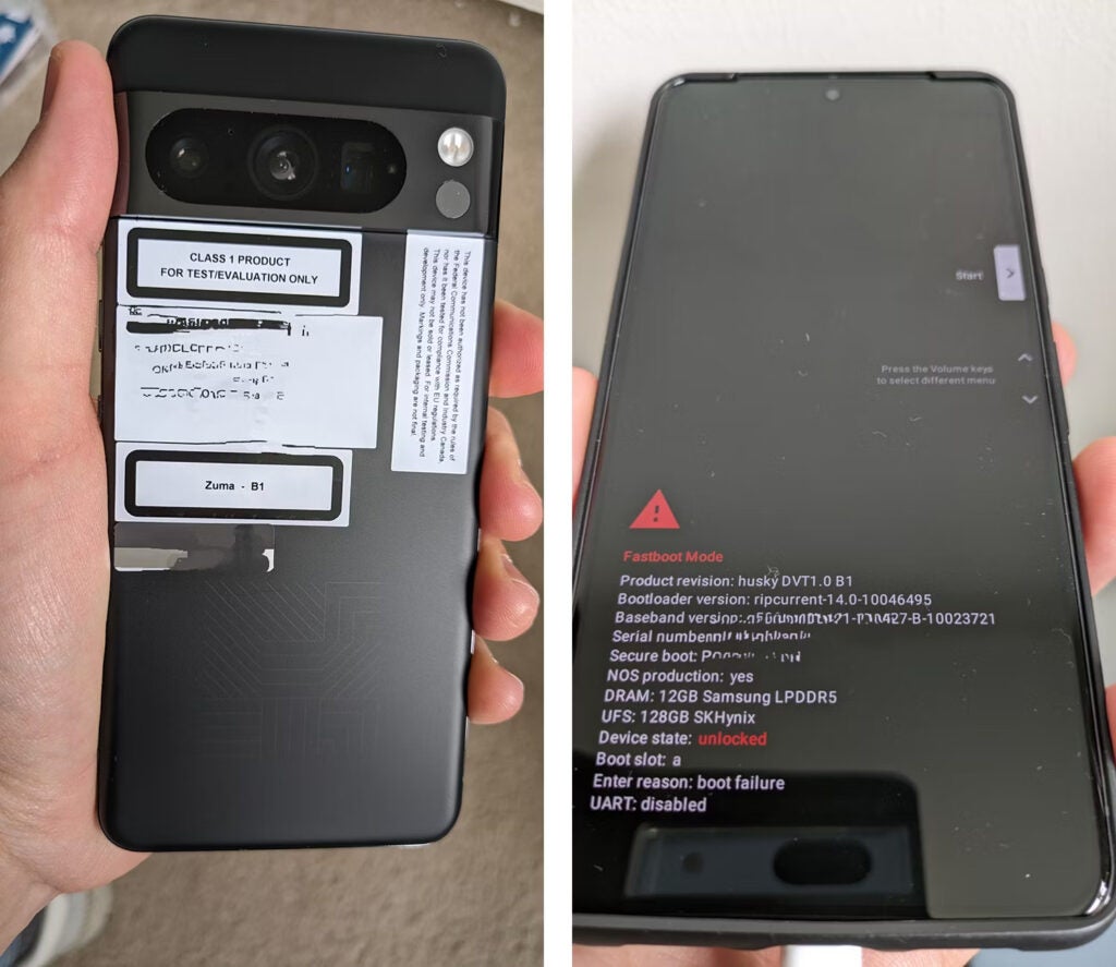 Pixel 8 Pro prototype from Android Police