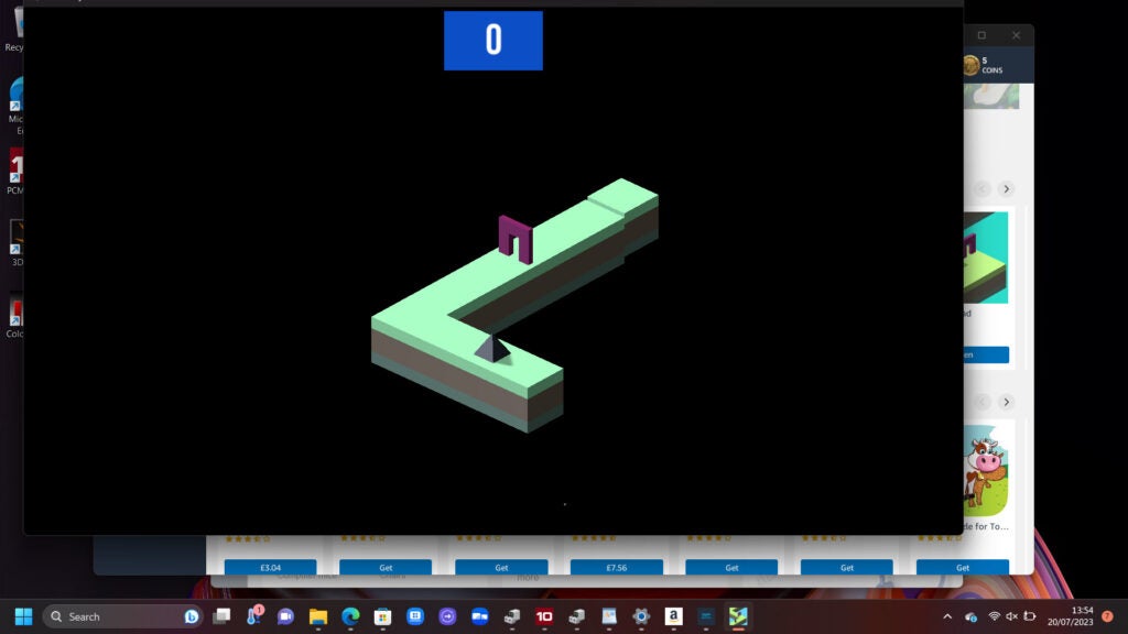 An android game running on Windows 11