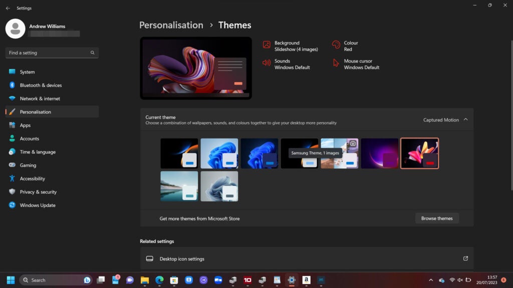 Windows 11 personalisation options