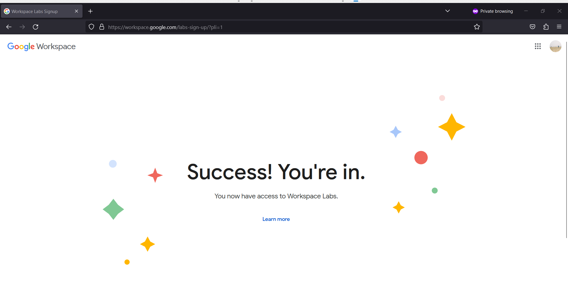 Success - Google Workspace Labs