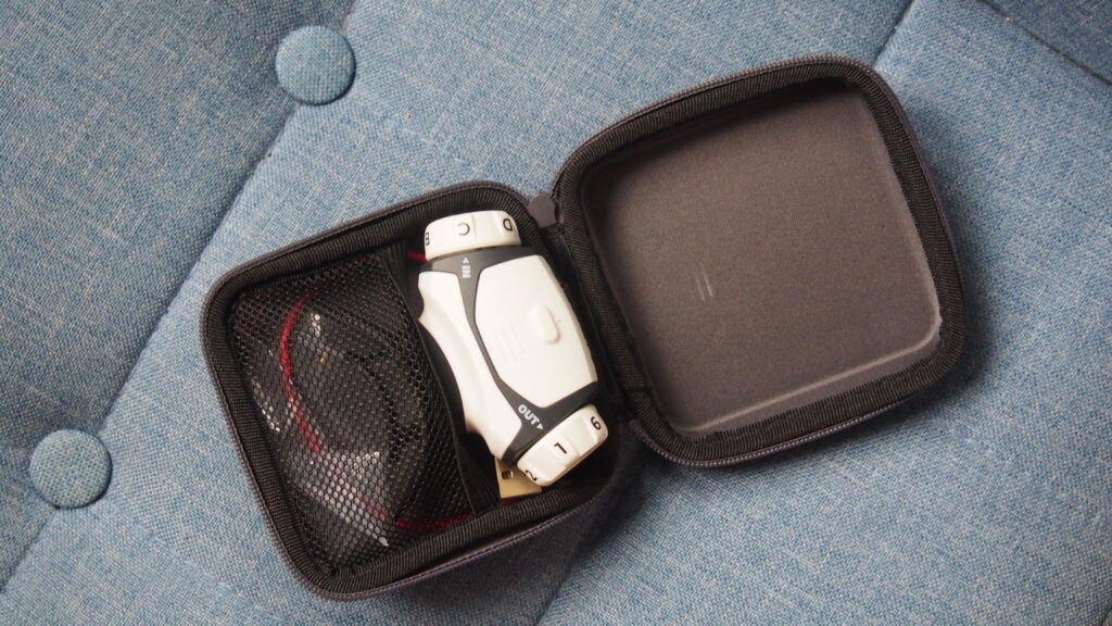 The Airofit Pro 2.0 housed inside of its travel case