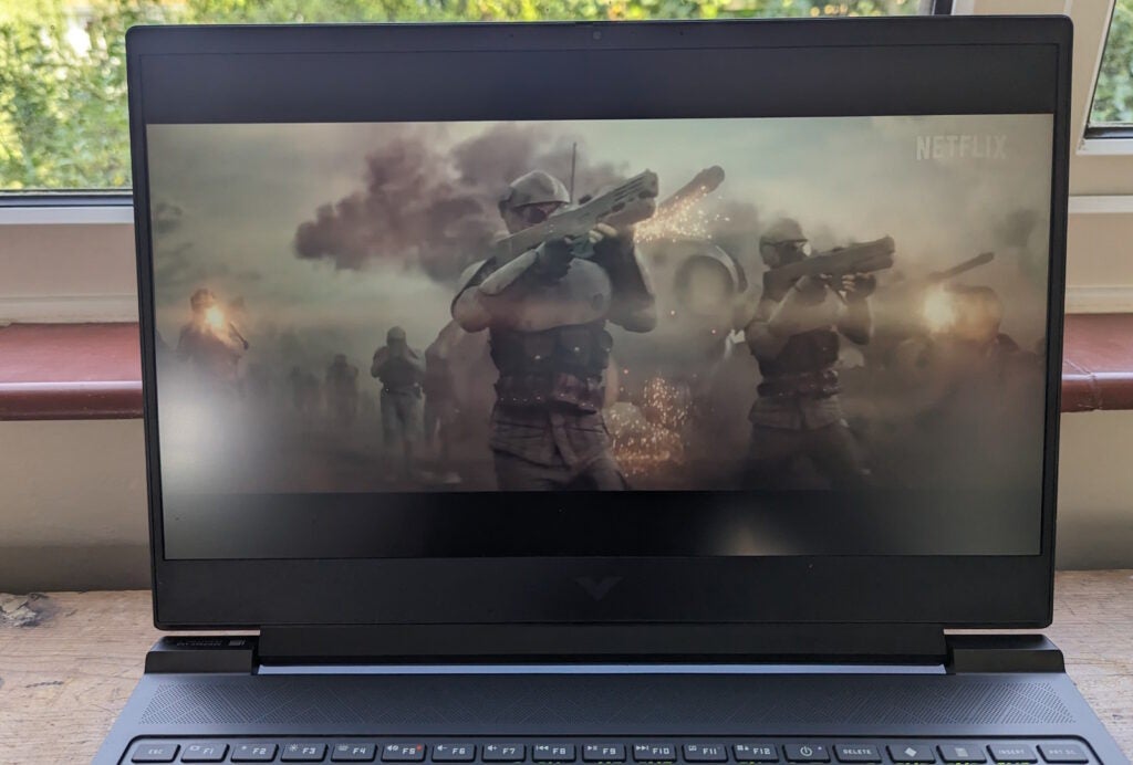 Watching a trailer on the HP Victus 16